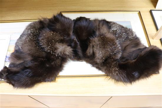 A fox fur cape and red fox collar